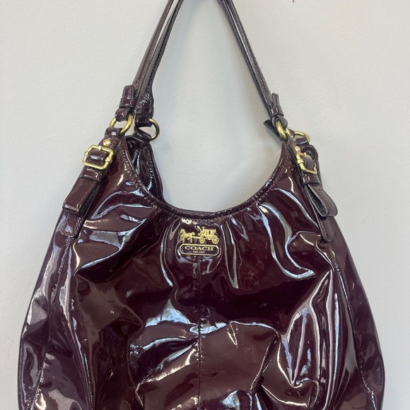 COACH Purple Patent Leather Madison Bag Purse - Picture 2 of 11